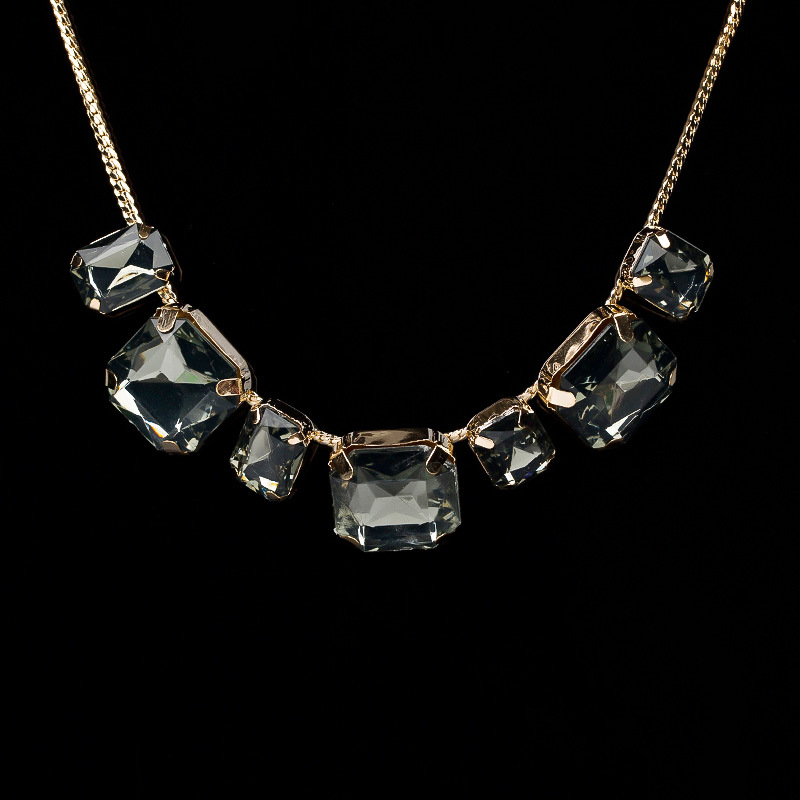 Daily Occasion Alloy Material Simple Style Square Alloy Inlay Zircon Women's Necklace