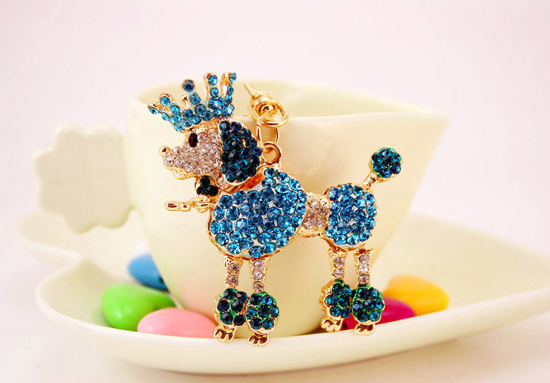 50g Weight Alloy, Metal Material Animal Pattern Unisex Gender Pink, Red, Blue, Gold Color Cute Crown Poodle Dog Key Chain 8