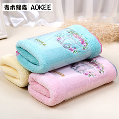 AOKEE日本繡花婚慶禮品酒店毛巾批發 速干吸水珊瑚絨干發巾加LOGO
