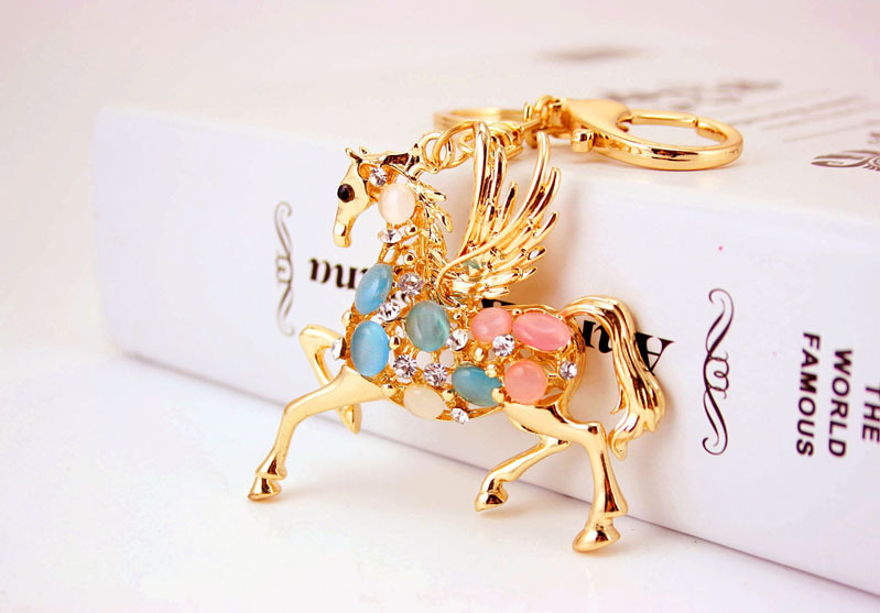 38g Weight Alloy, Metal Material Animal Pattern Unisex Gender Creative Korea Opal Zodiac Pegasus Keychain 无
