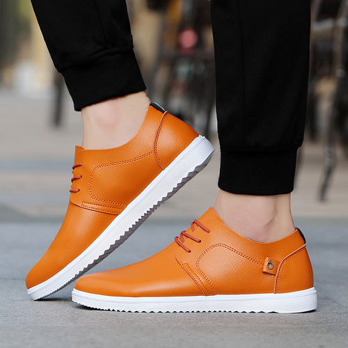 Factory direct sales of autumn new casual leather shoes, breathable men's trendy sneakers, fashionable British and Korean sports shoes