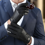 Autumn and winter men PU water wash skin touch screen mobile phone touch gloves warm outdoor riding simulation leather gloves wholesale