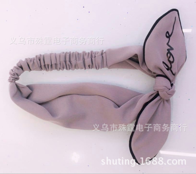 韩国love字母蝴蝶结布艺发饰女孩发圈发绳东大门甜美饰品l头花