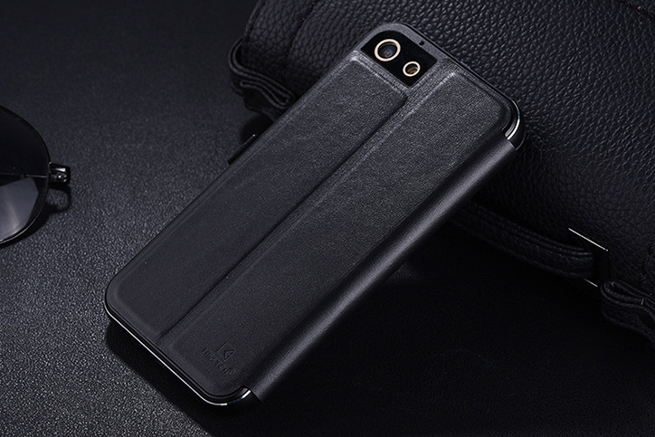 iMatch Luxury Aluminum Metal Bumper Premium Genuine Leather Flip Magnetic Case Cover for Apple iPhone 7 Plus & iPhone 7