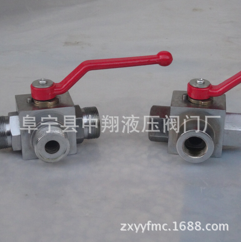 碳钢镀咯高压三通球阀KHB3K-M52*2.G11/4外螺纹二位三通换向阀