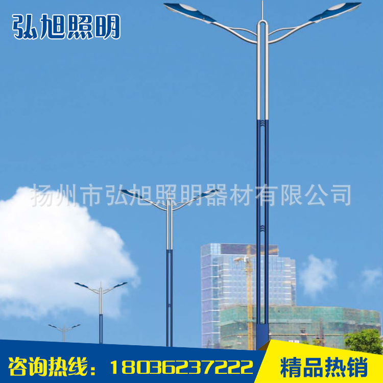 扬州弘旭照明 厂家直销 单/双臂灯杆 6米led路灯