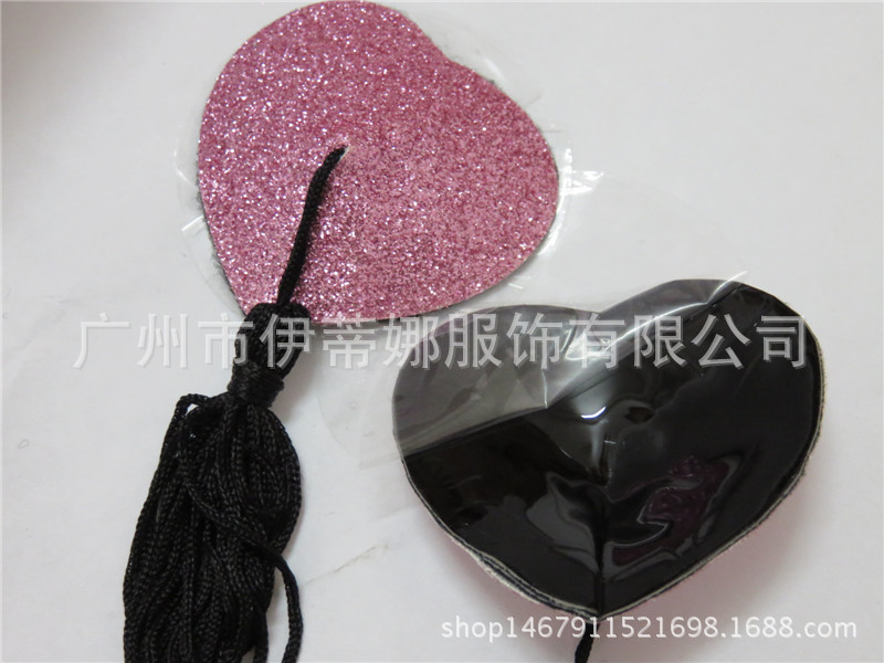 NC012粉色闪粉心形流苏乳贴 (5)