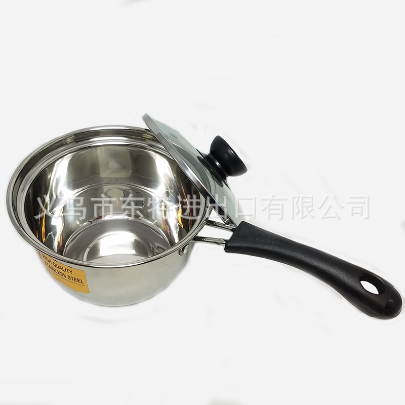 Factory direct sales of stainless steel milk pot three-piece set, Korean-style glass lid gift pot, single-handle multi-functional milk pot detail image 14