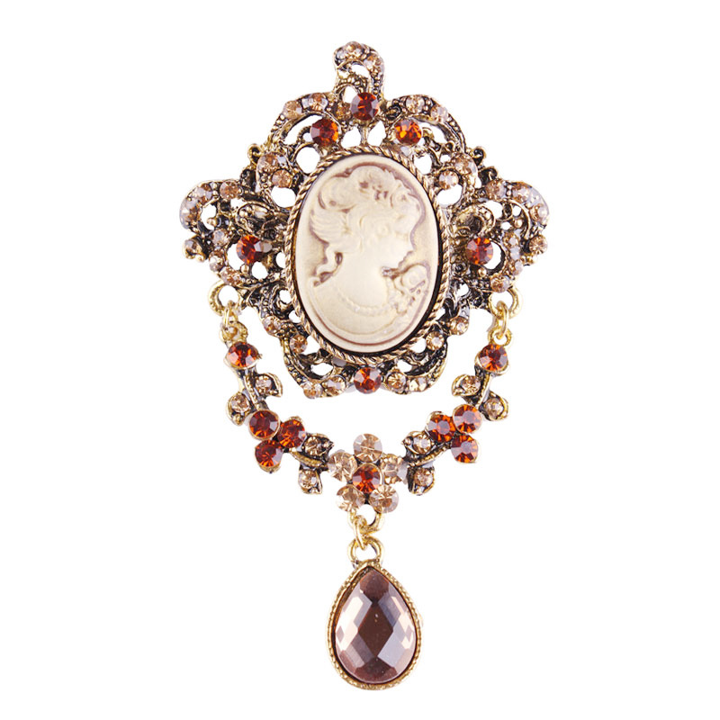 Broche vintage style chinois avec strass pour accessoire pull_voghion.com