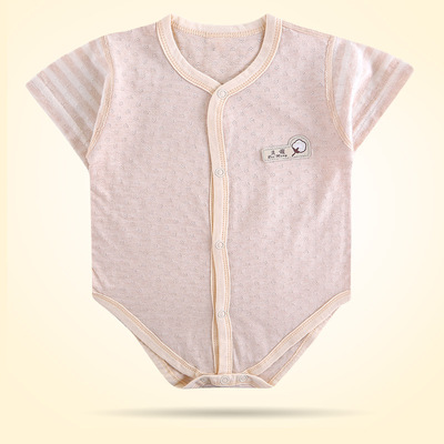 夏季新款婴儿衣服短袖连体衣薄款四季款纯棉彩棉宝宝三角哈衣爬服