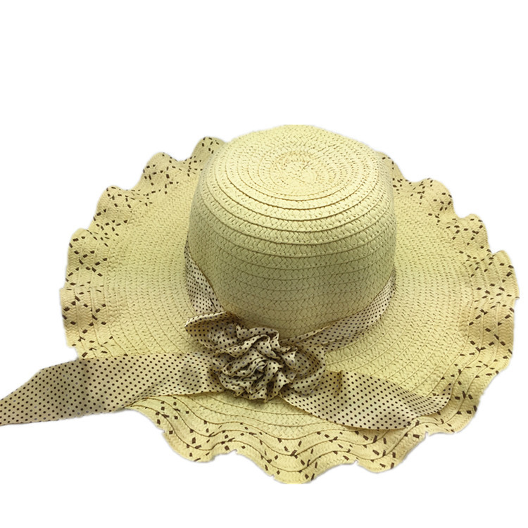 Sombrero de playa sombrero de arco al por mayor sombrero para el sol plegable ala grande sombrero para el sol de las mujeres punto escénico