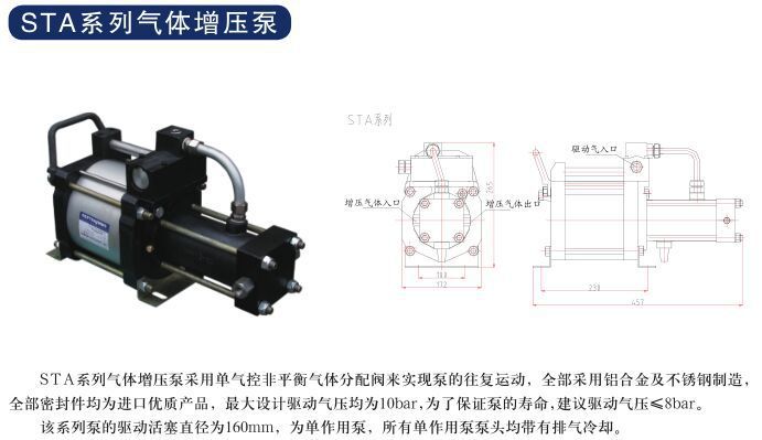 生产批发气体增压泵 氧气氮气氢气增压泵STA25/40/60/100增压系统
