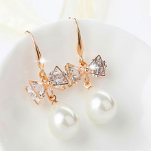 高档耳饰珍珠蝴蝶结防敏耳环饰品批发 韩版韩国 锆石耳钩