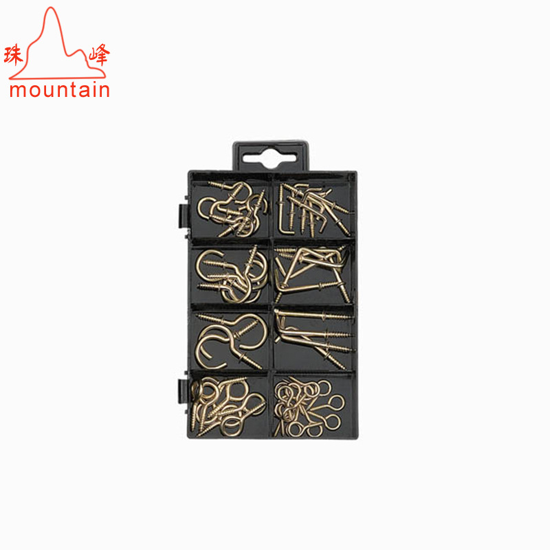 厂家直销家用8格五金组合 镀铜杯钩 直角钩 羊眼螺丝