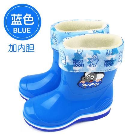 Phim hoạt hình về giày đi mưa cho trẻ em Giày chống trượt phiên bản Hàn Quốc cộng với dây đai nhung trong ống nhựa đi mưa có thể tháo rời nam và nữ đi mưa Giày đi mưa