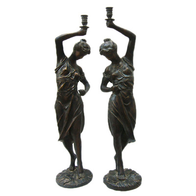business affairs Home Furnishing Bronze Metal Arts and Crafts Westerner Pure copper Candlesticks Decoration