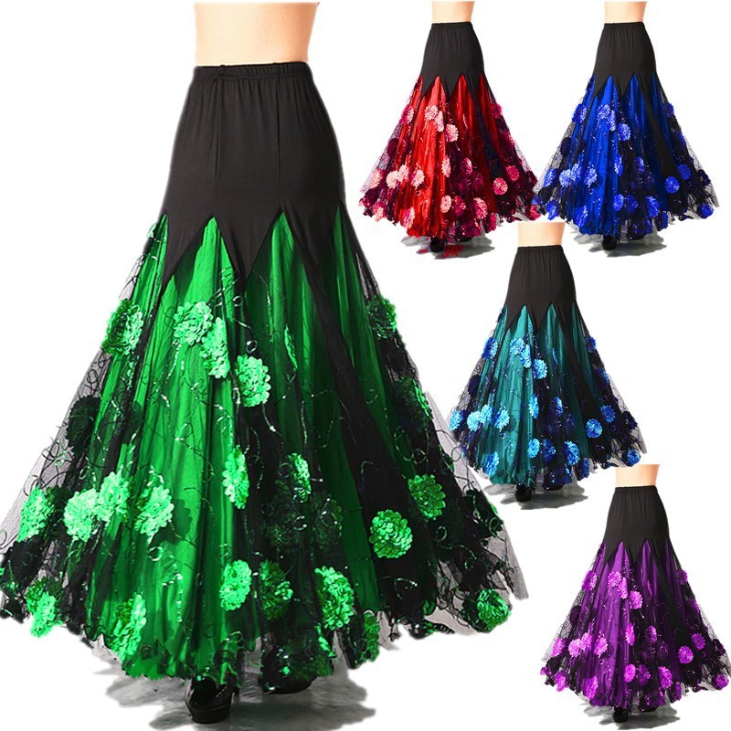 Ballroom dance skirts half body practice skirt social dance big swing