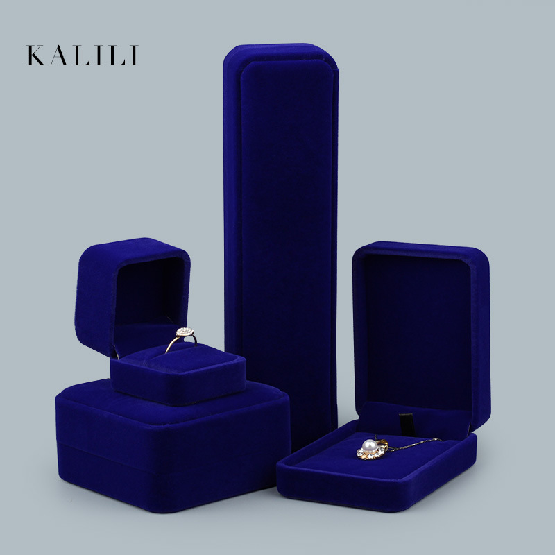 Royal Blue Flannel Jewelry Box Ring Box...