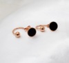 Fashionable golden accessory stainless steel, earrings, Korean style, European style, pink gold, wholesale