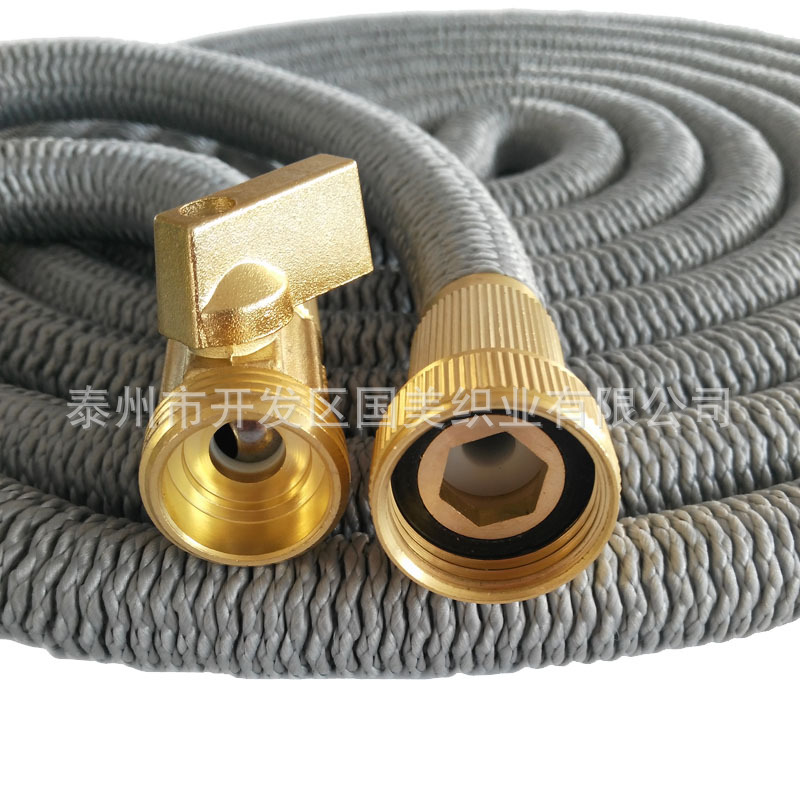 25FT新款全铜美版花园水管 伸缩天然乳胶管 魔术织带水管防爆水管