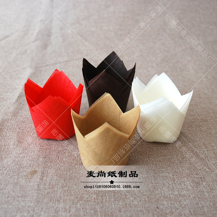 Papel de protección de aceite Europeo Fondo 55mmcupcake hornear tulipán pan taza llama pastel Cupcake bandeja de pan