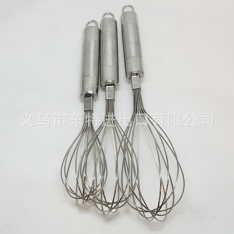Factory direct sales of stainless steel double-head bright egg beater, steel-handled household baking supplies, manual egg beater detail image 6