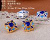 Gilt gold -plated blue -back cloud three -way flat beads 4 holes Jingtai blue beads DIY Xingyue Bodhicatta