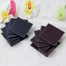 廠家直銷雙面皮革杯墊創意皮質杯墊純色防滑餐墊隔熱可定做logo