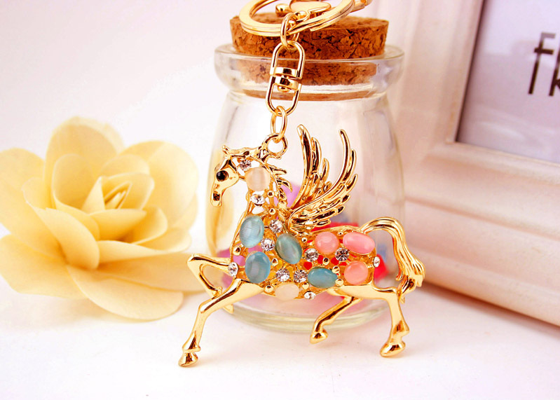 38g Weight Alloy, Metal Material Animal Pattern Unisex Gender Creative Korea Opal Zodiac Pegasus Keychain 2