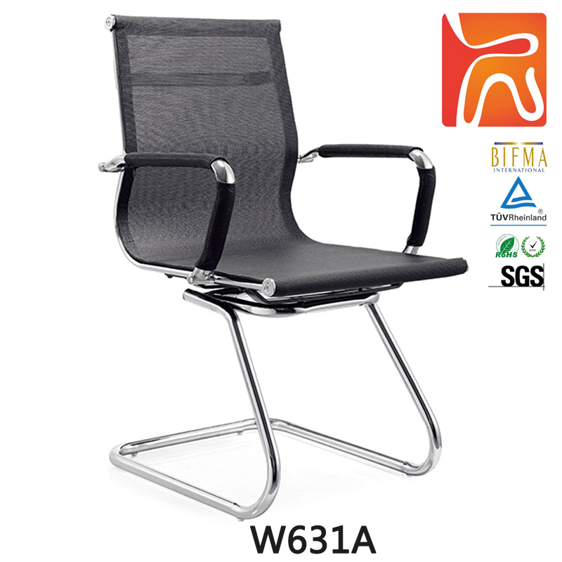 派威家具弓形椅低靠背皮质条纹高档舒适简约办公电脑座椅工字椅子