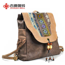 夏季新品 民族风绣花PU女式双肩包 中国风女包挂珠厂家供应分销