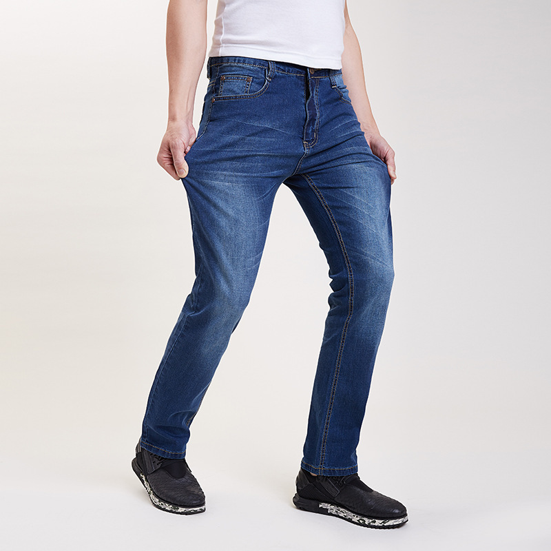 New Men's Large Size Jeans Men's Plus Size Pants Korean Stretch Fat Pants Loose Fat Pants