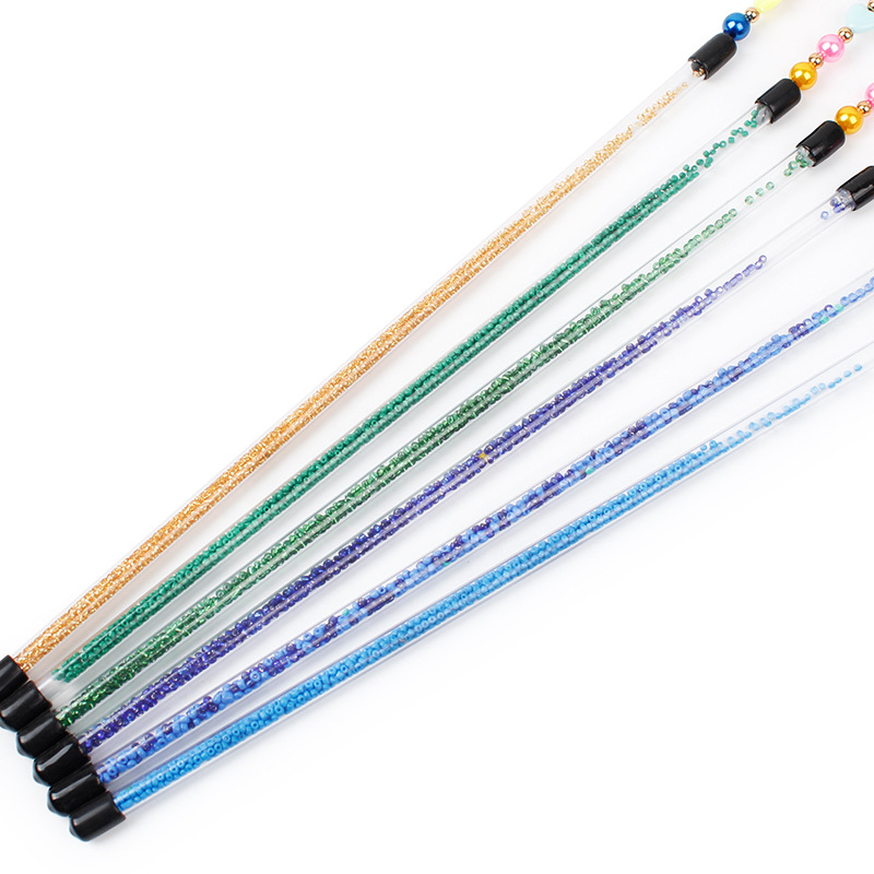 纯手工带珍珠孔雀毛逗猫棒8