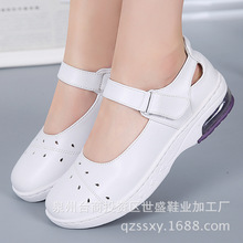 厂家直销气垫护士鞋真皮白色坡跟医院工作鞋低帮防滑休闲鞋批发