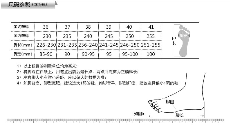 尺码参数36-41