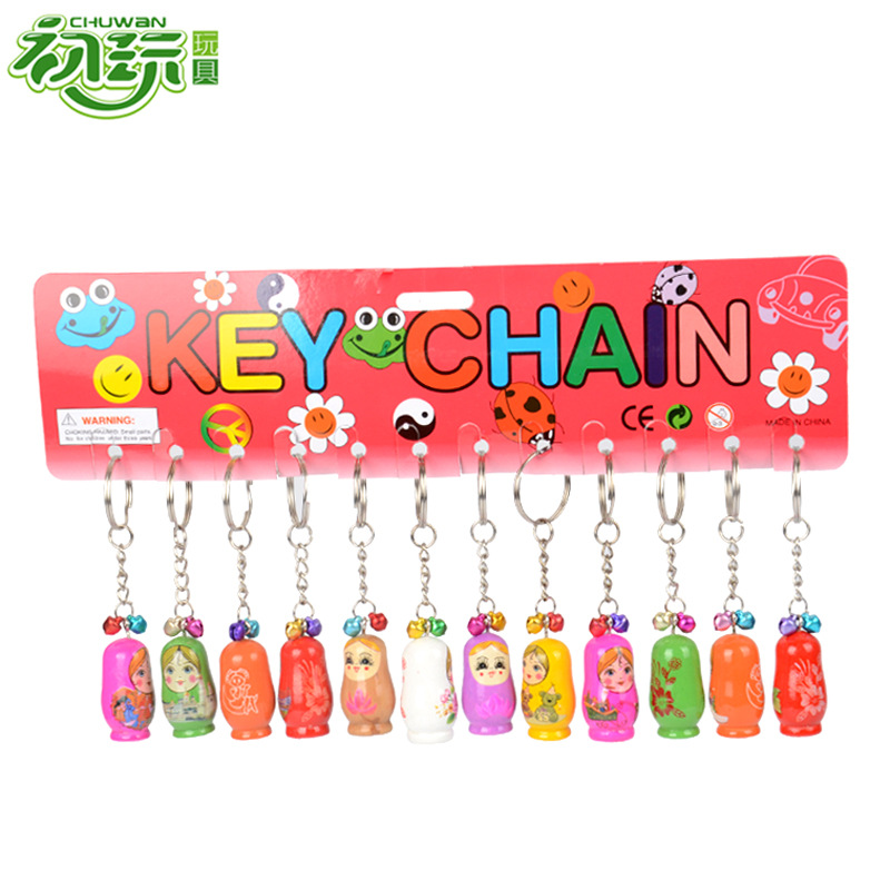 創意小禮品卡通人物木制俄羅斯套娃義烏新奇特木偶鑰匙扣廠家直銷