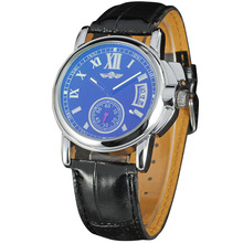 T-WINNER 情侶款銀色刻度機械手表皮帶手表 三針帶日歷機械手表89