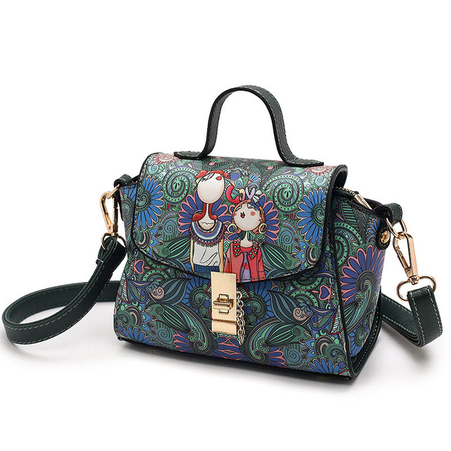 Printed Bag New Lock-button Single Shoulder Bag Spray-painted