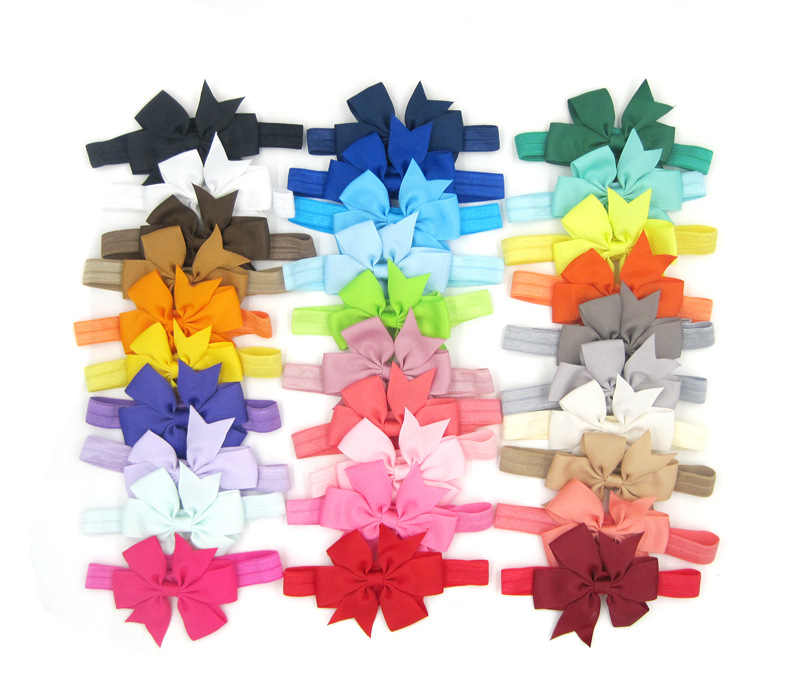 Fashion Solid Color Flower Bow Knot Cloth Hair Band3