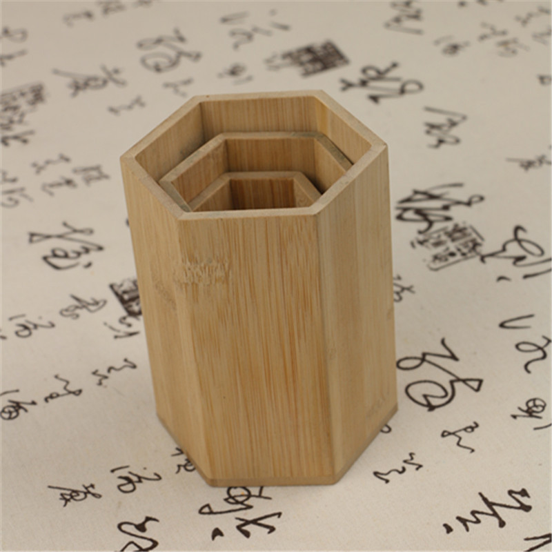 Teaching supplies pen container Manufactor Direct selling pen container desktop Ornaments multi-function pen container customized Storage box bamboo and wood