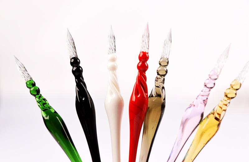 Creativo de cristal DIP pluma de color sólido firma de cristal pluma espiral patrón plumín regalo de negocios regalo creativo de la novedad