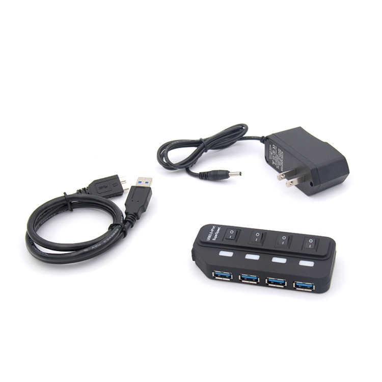 高速USB3.0HUB集线器 分线器 4口带独立开关hub扩展器 工厂直销|ms
