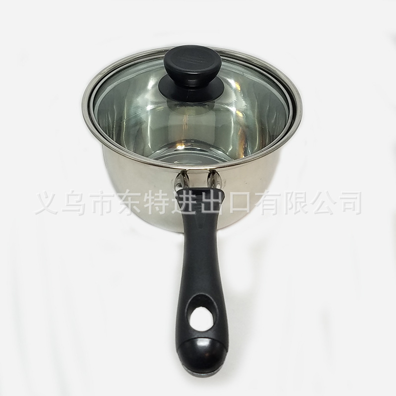 Factory direct sales of stainless steel milk pot three-piece set, Korean-style glass lid gift pot, single-handle multi-functional milk pot detail image 11