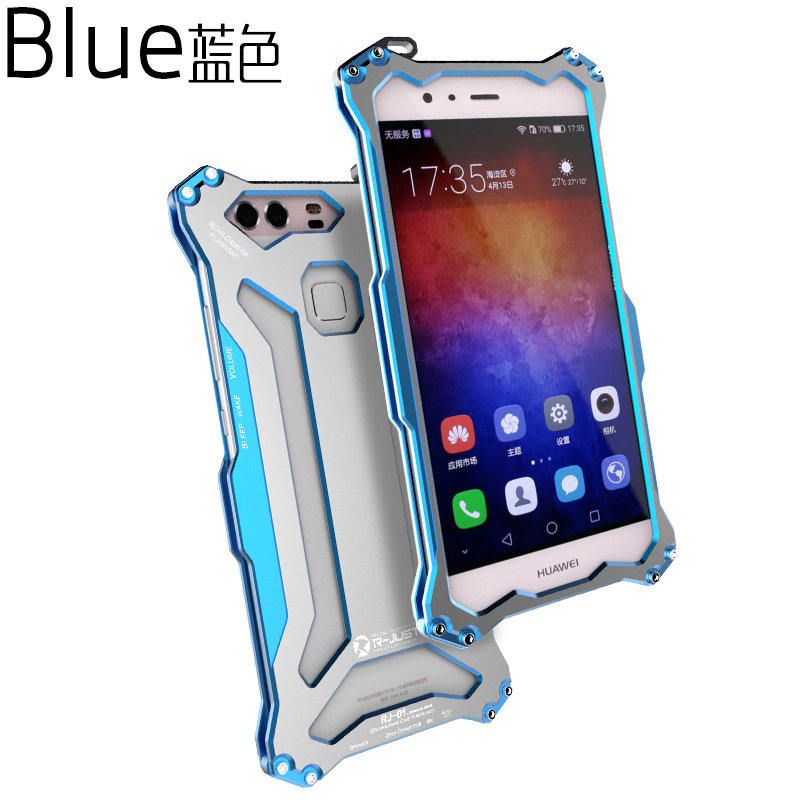 R-JUST GUNDAMAerospace Aluminum Contrast Color Shockproof Metal Shell Outdoor Protection Case for Huawei P9