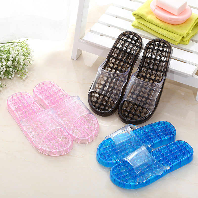 Factory wholesale bathroom massage Crystal hollow non-slip bath leaking plastic men's and women's lovers sandals