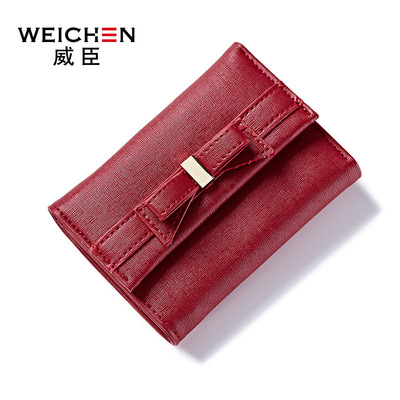 Weichen new ladies đoạn ngắn Nhật Bản và Hàn Quốc phiên bản của thời trang bow dễ thương sinh viên ví đa-thẻ khóa ví
