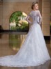 Trailing Word Shoulder Deep V Lace Bridal long sleeve Wedding Dress