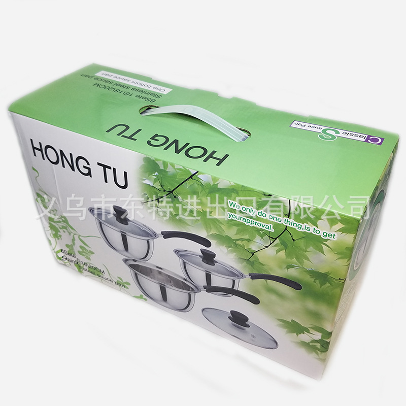 Factory direct sales of stainless steel milk pot three-piece set, Korean-style glass lid gift pot, single-handle multi-functional milk pot detail image 6