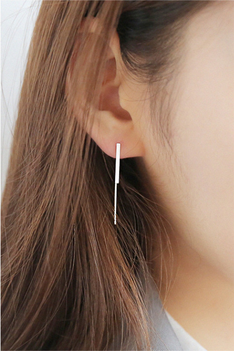 925 pendientes de plata esterlina estilo coreano simple cepillado largo cuadrado pendientes de plata esterlina pendientes gancho de oreja