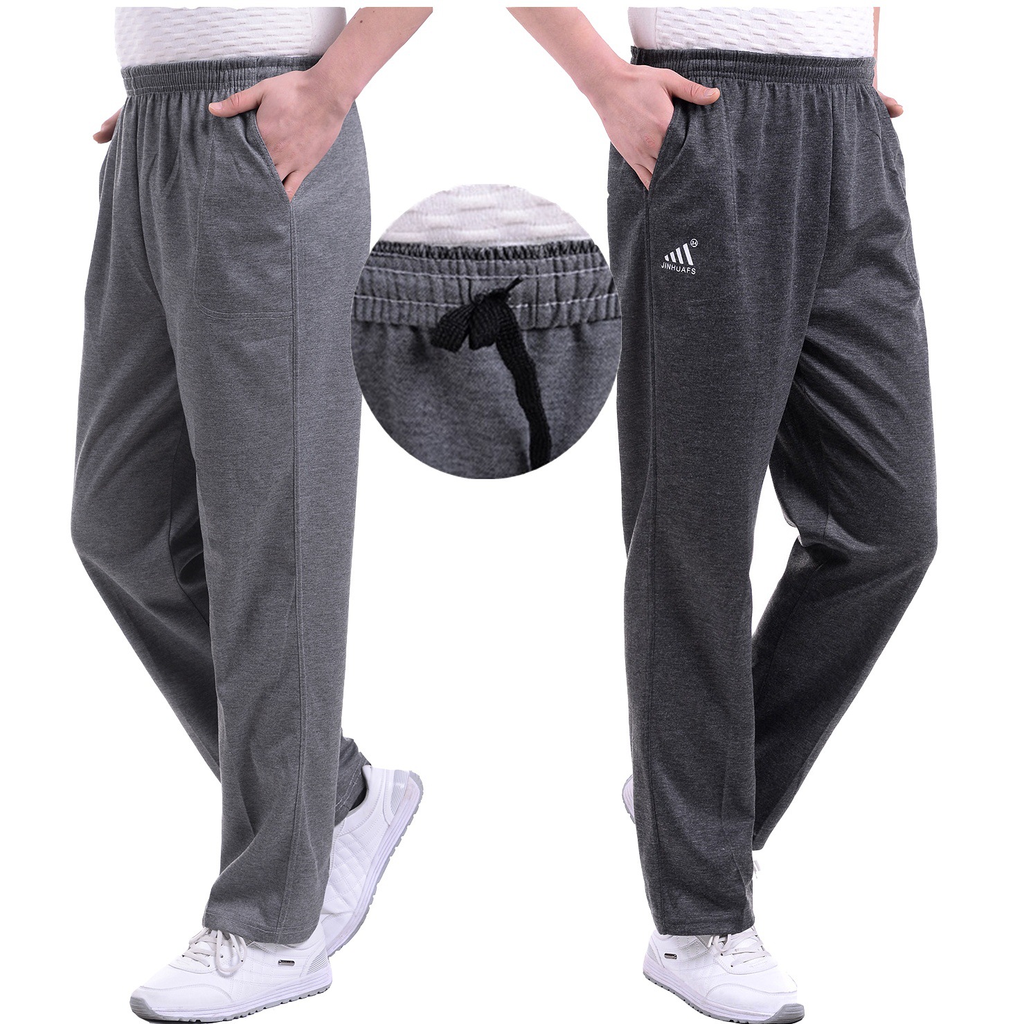 夏薄中老年运动裤男宽松松紧腰款休闲裤大码爷爷长裤爸爸夏装裤子|ms